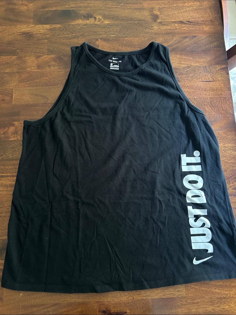 Nike Black Tank Top with White "JUST DO IT." Side Graphic